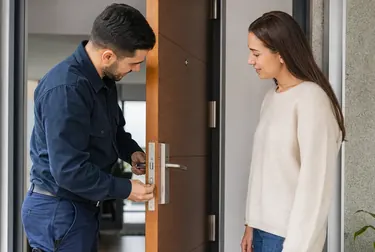 Chaveiro abrindo uma porta com ferramentas especializadas em Coronel Fabriciano.